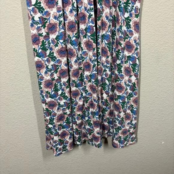 Boden Size 6 Shift Dress Green Floral Crew Neck Smocked Waist Short Sleeves - Picture 5 of 8